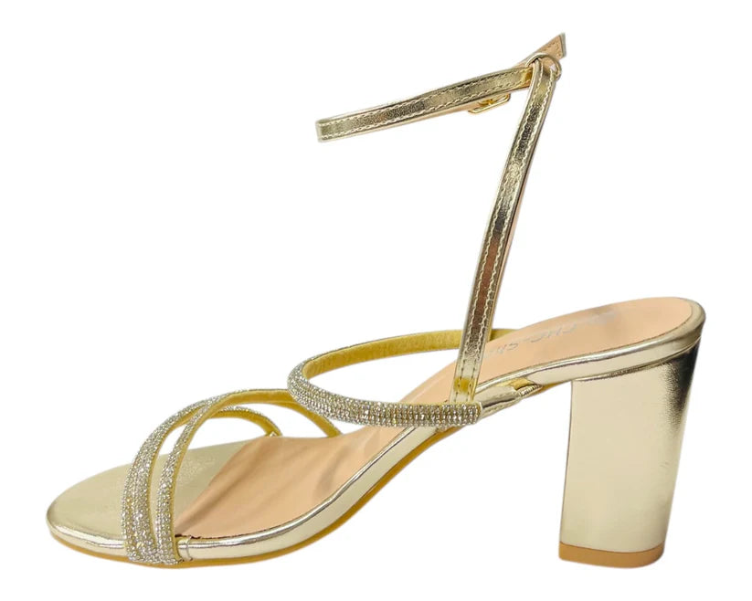 Diamante Strappy Block Heels