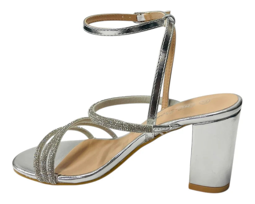 Diamante Strappy Block Heels