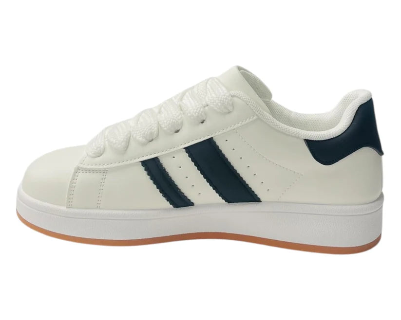 Faux Leather Lace-Up Sports Trainers