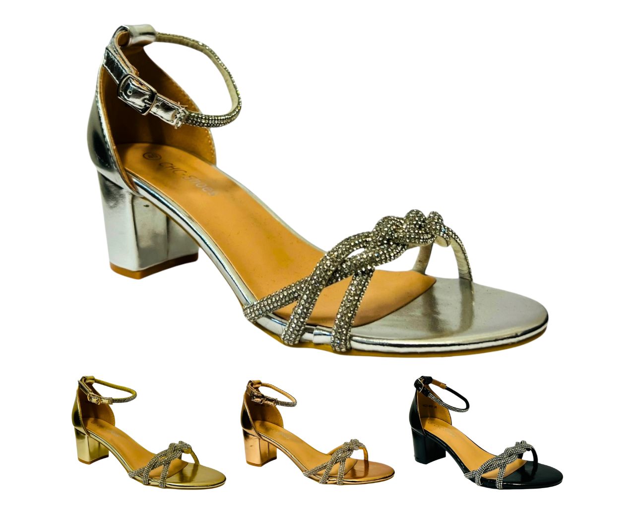 Women's Crossover Diamante Wedding Prom Party Bride Shoes