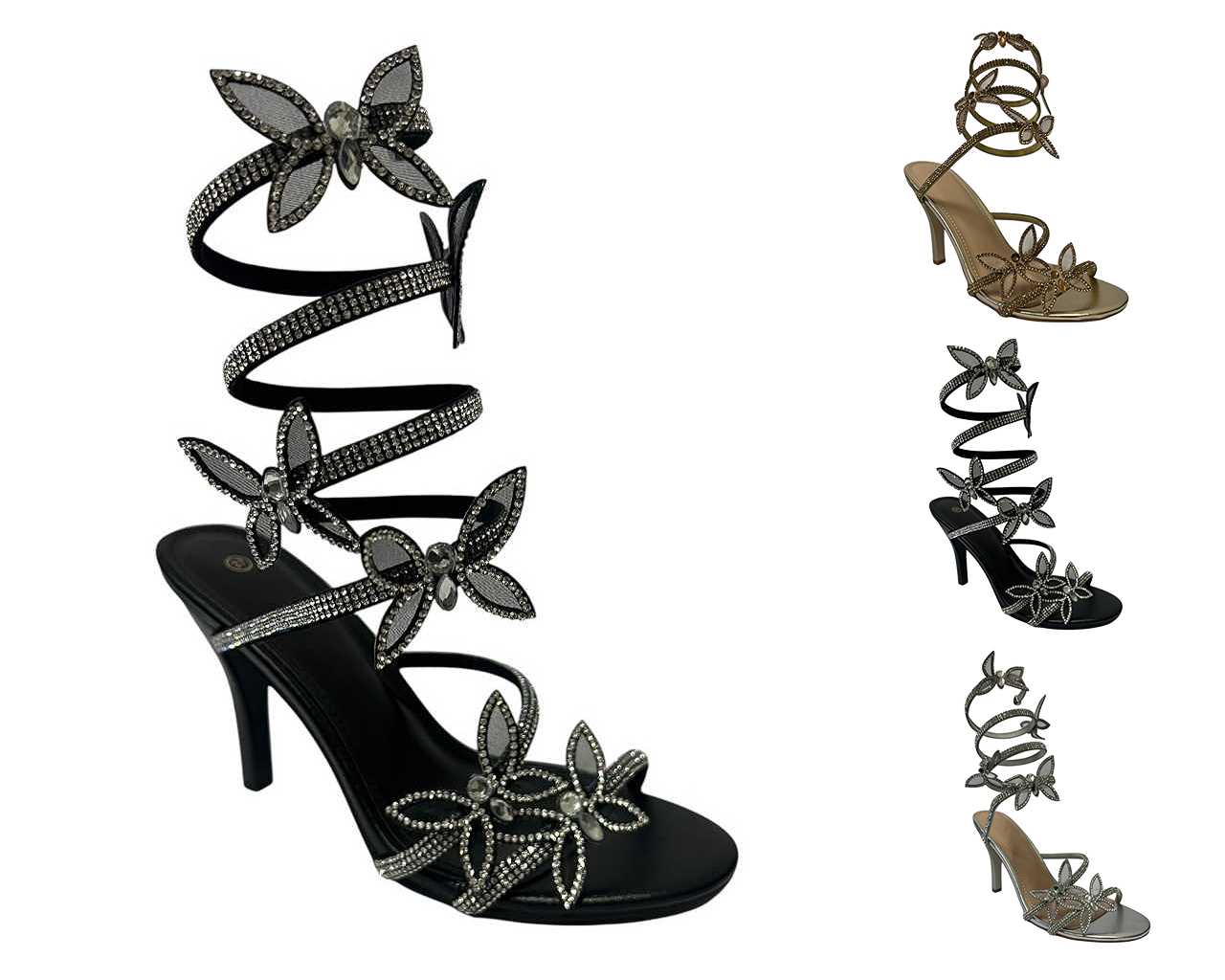 Women's Diamante Snake Butterfly Anklet High Heel Shoes