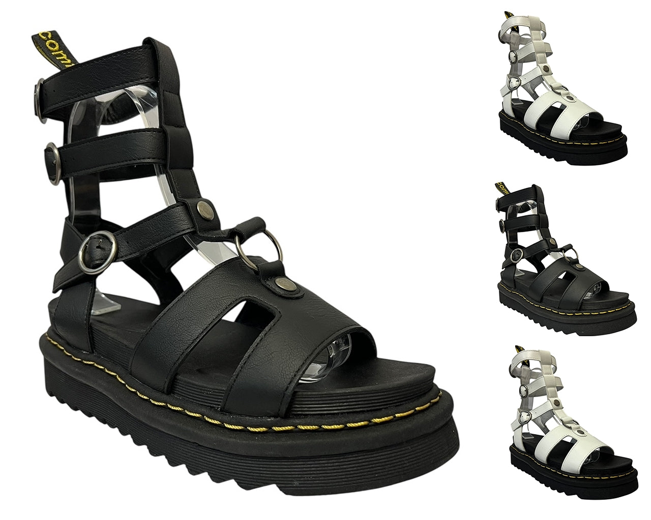 Women's Faux Leather Chunky Sole Gladiator Ankle Sandals