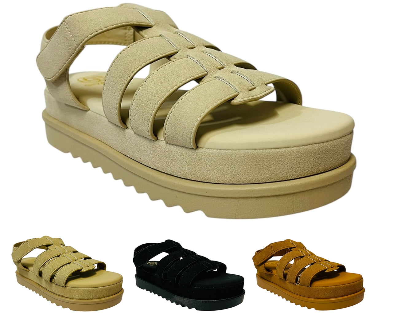 Women's Faux Leather Chunky Sole Gladiator Fashionable Sandals