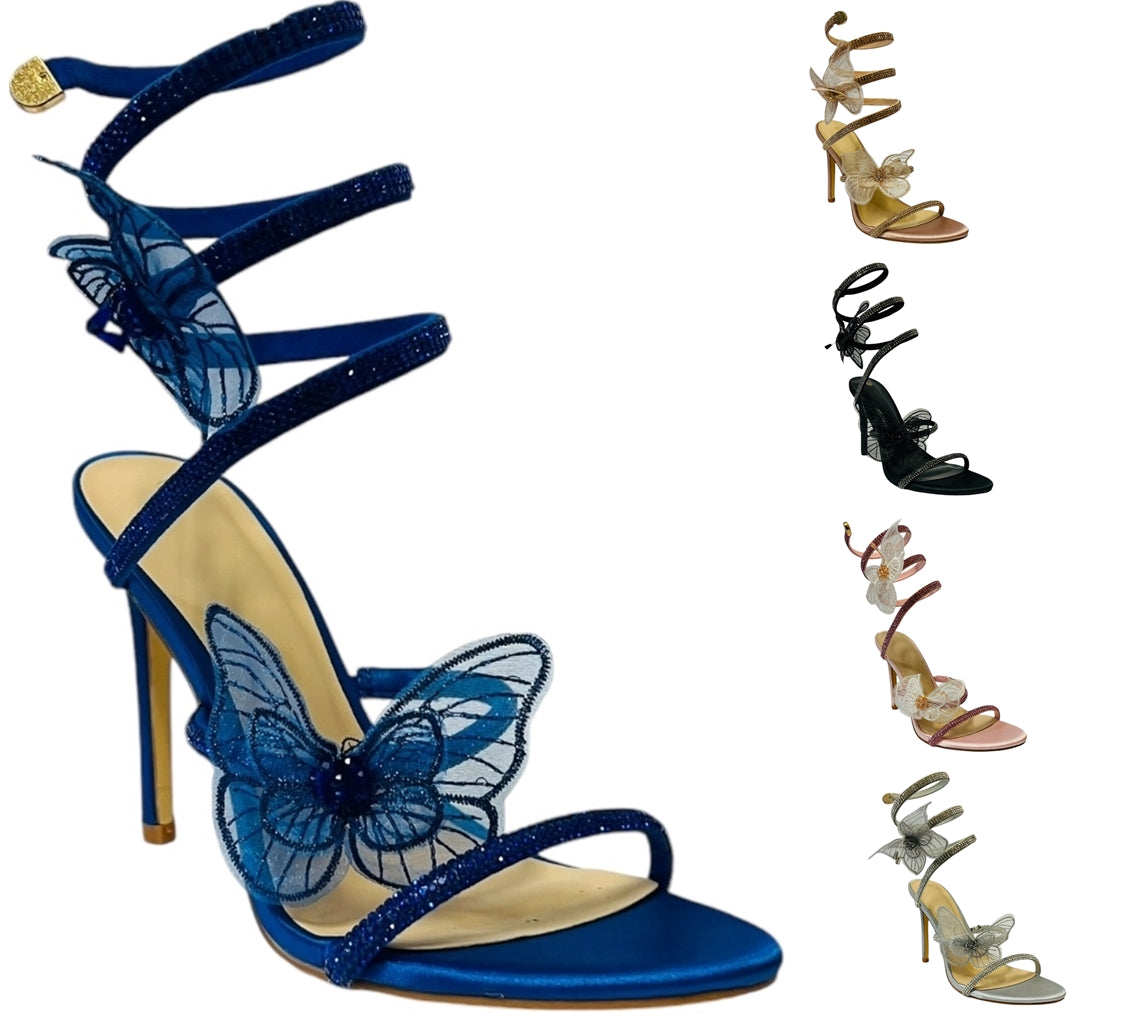 Women's Diamante Snake Butterfly Anklet High Heel Shoes