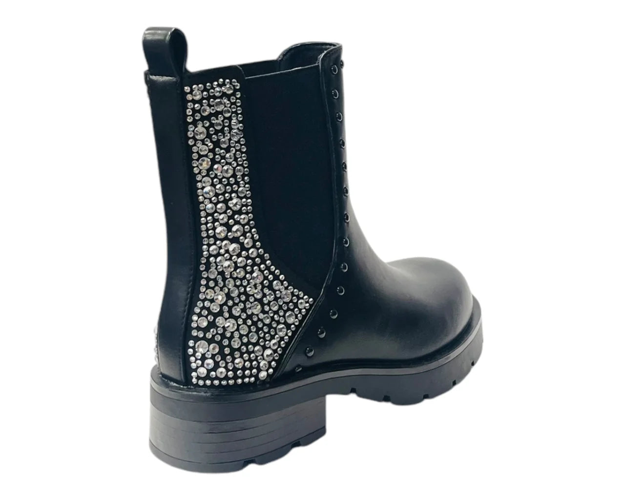 Rhinestone Faux Leather Chelsea Women's Boots