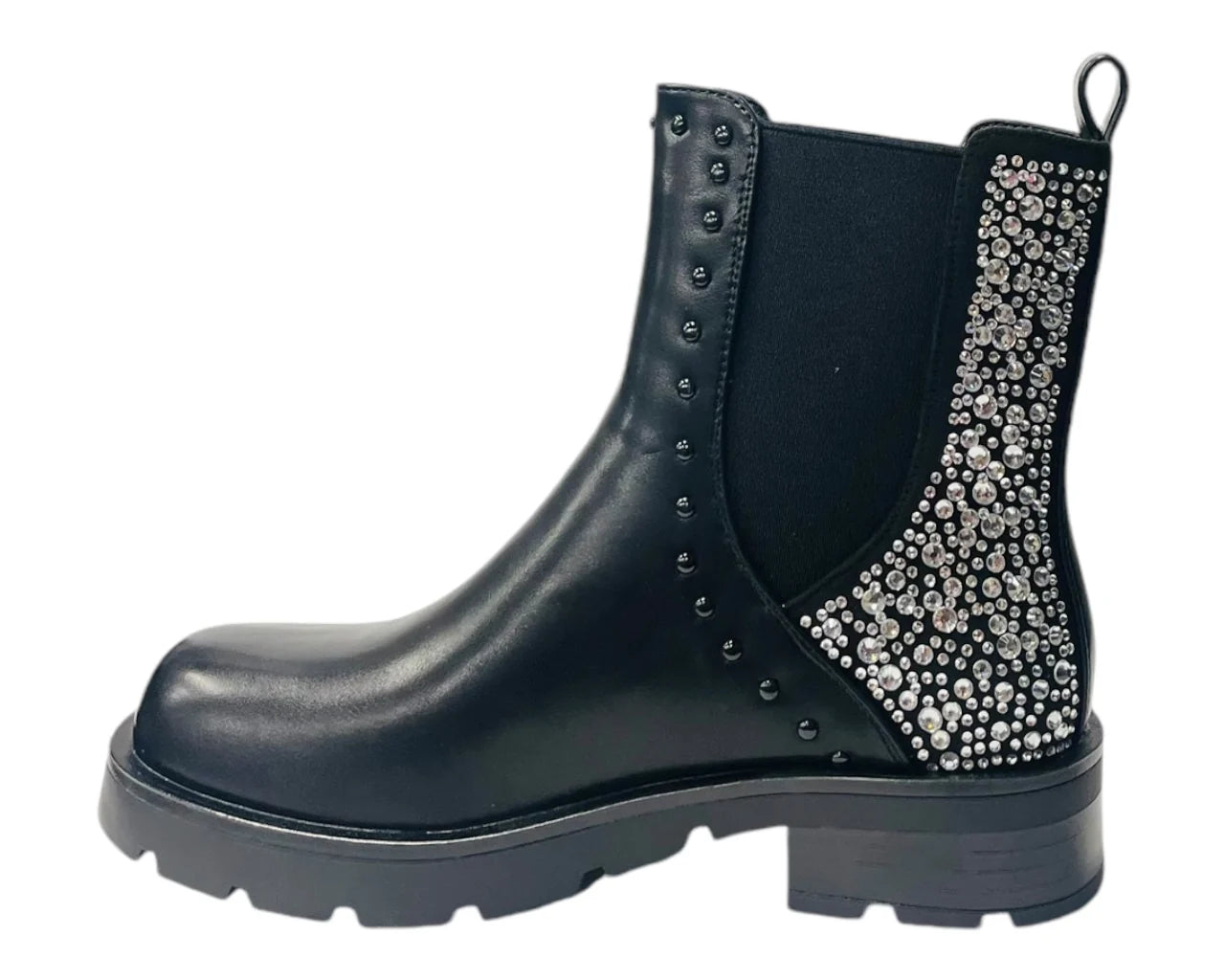 Rhinestone Faux Leather Chelsea Women's Boots