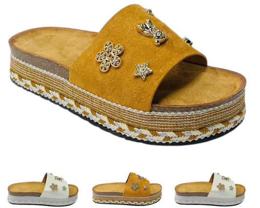 Women's Wide Strap Padded Mules Sandals