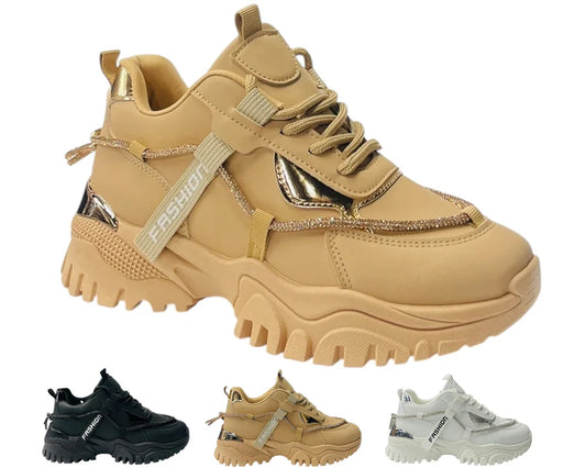 Women's Chunky Sole Lace Up Sports Trainers