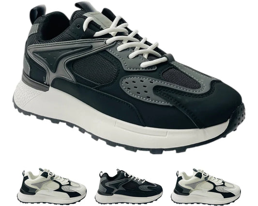 Men's Chunky Sole Mesh Lace Up Trainers