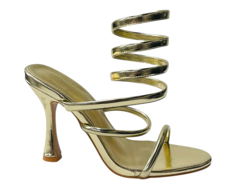Women's Snake Anklet Round Toe High Heel Sandals