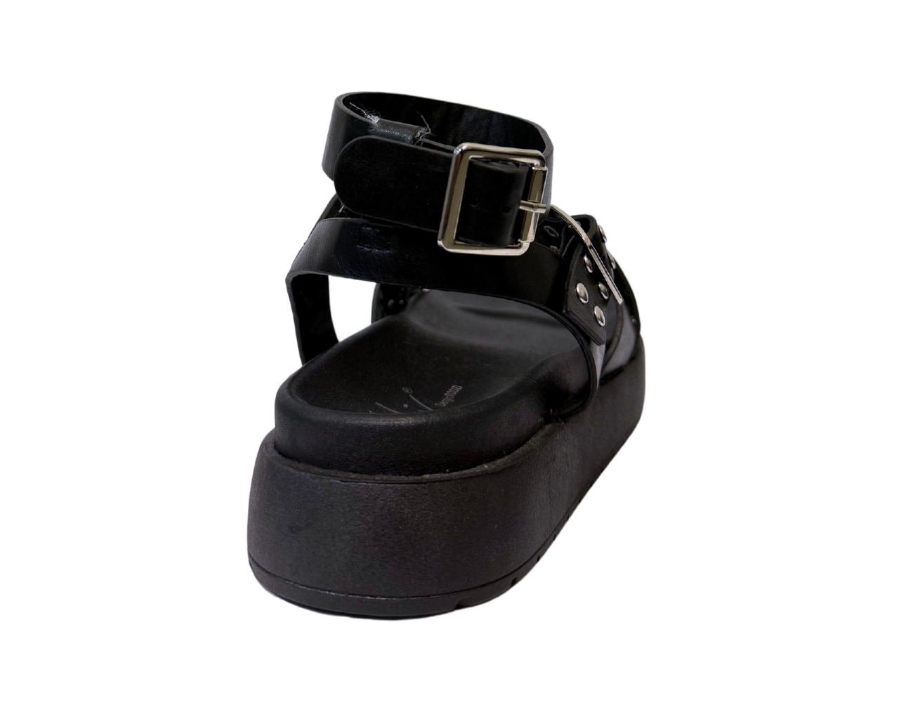 Women's Faux Leather Chunky Sole Golden Buckle Sandals