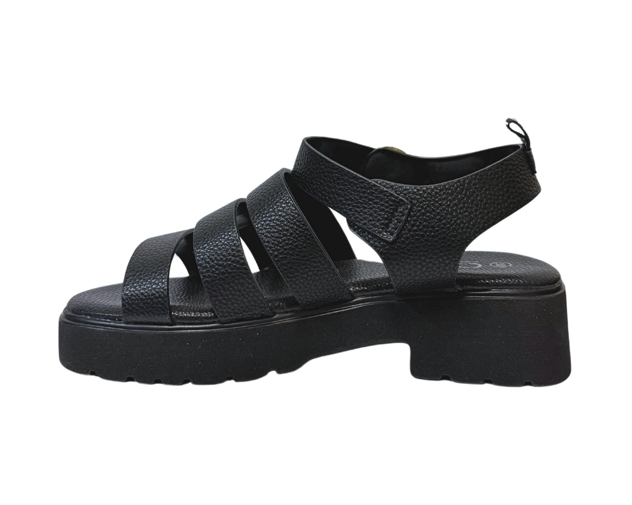 Women's Faux Leather Chunky Sole Golden Buckle Sandals