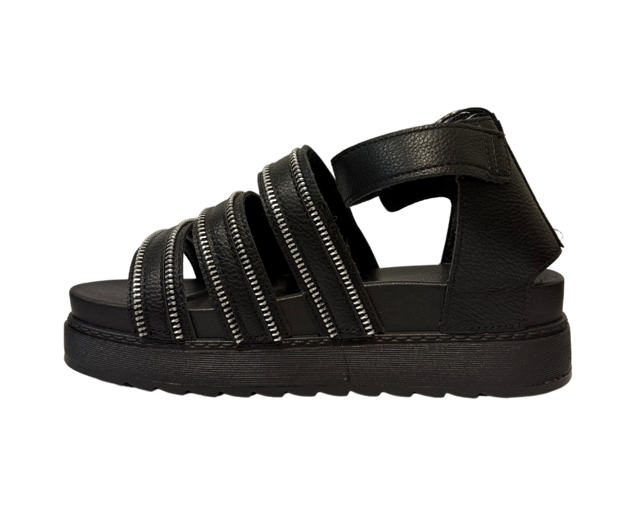 Women's Faux Leather Chunky Sole Double Buckle Gladiator Sandals