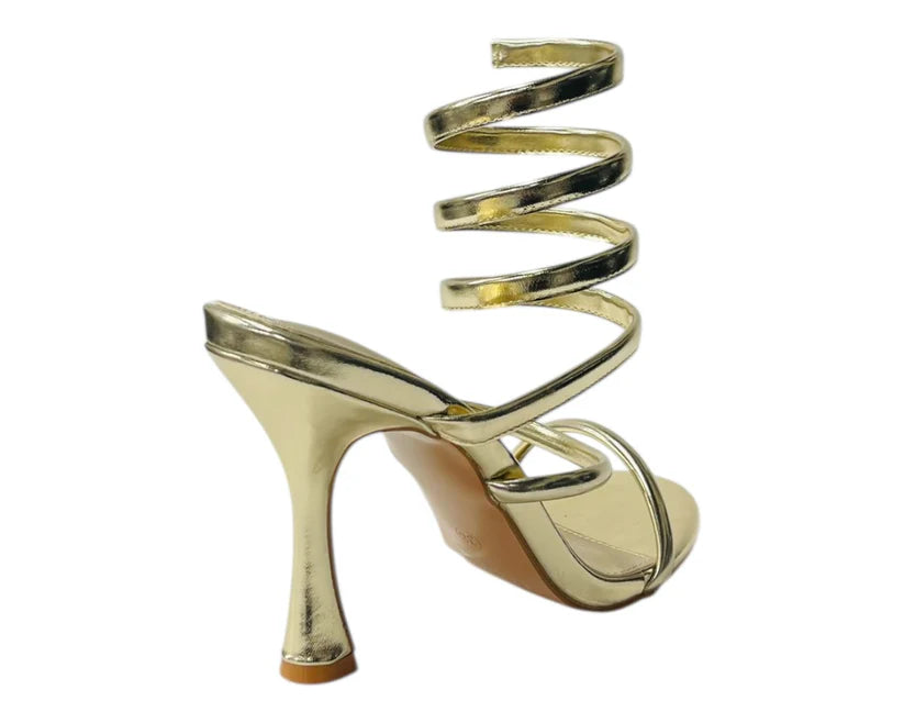 Women's Snake Anklet Round Toe High Heel Sandals