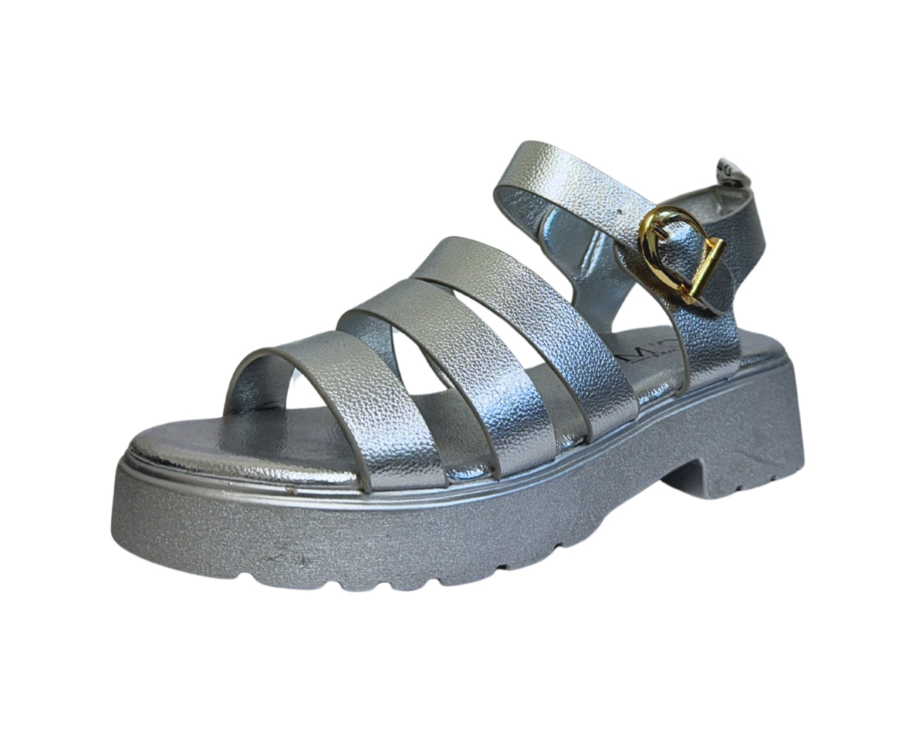 Women's Faux Leather Chunky Sole Golden Buckle Sandals