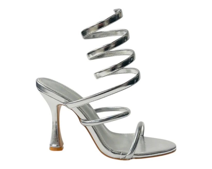 Women's Snake Anklet Round Toe High Heel Sandals