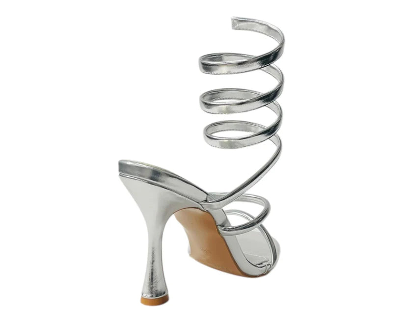 Women's Snake Anklet Round Toe High Heel Sandals