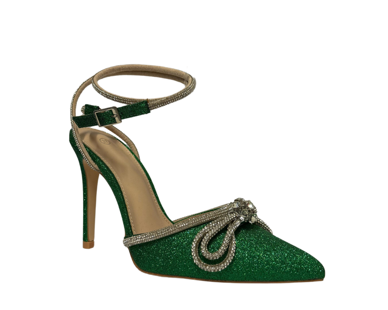 Women's Rhinestone Decor Ankle Strap Court Shoes
