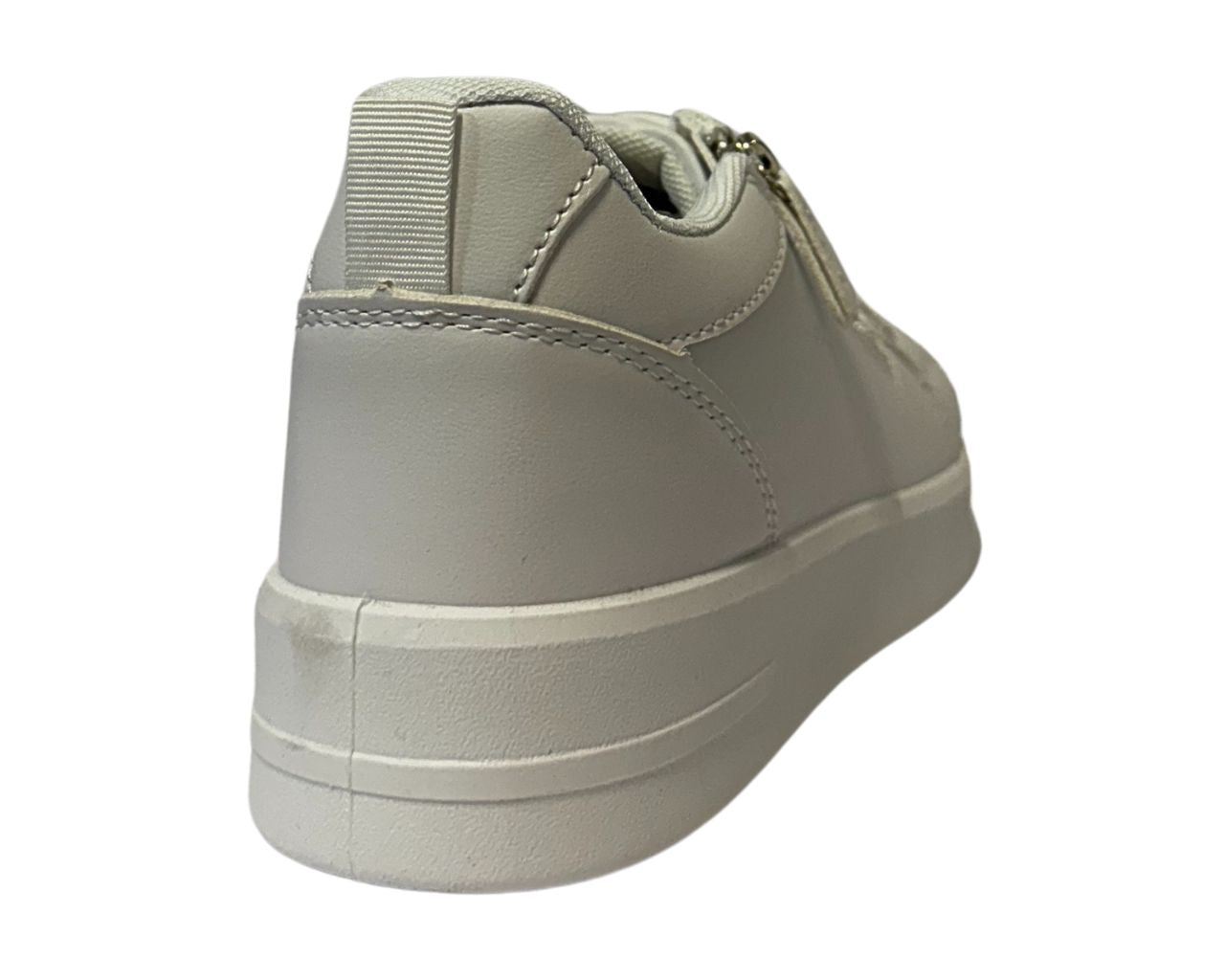 Women's Faux Leather Flat Sole Zip And Lace Up Trainers