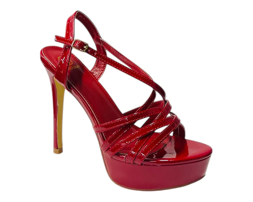 Cross-strap ankle stiletto platform heels