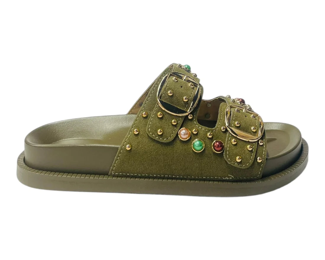 Women's Wide Strap Padded Mules Sandals