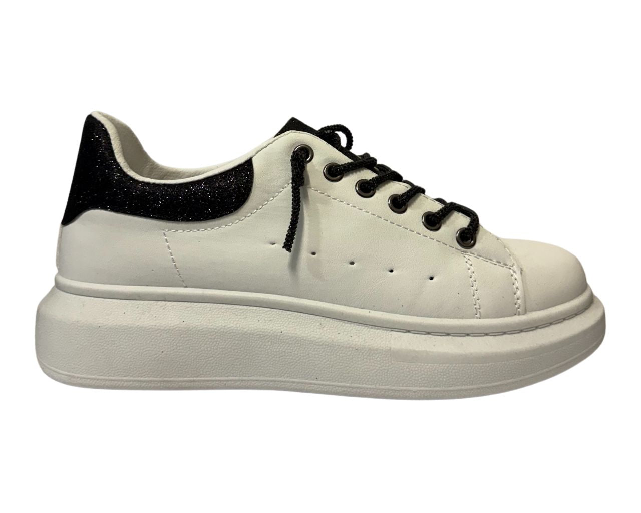 Women's Faux Leather Rhinestone Lace Up Trainers