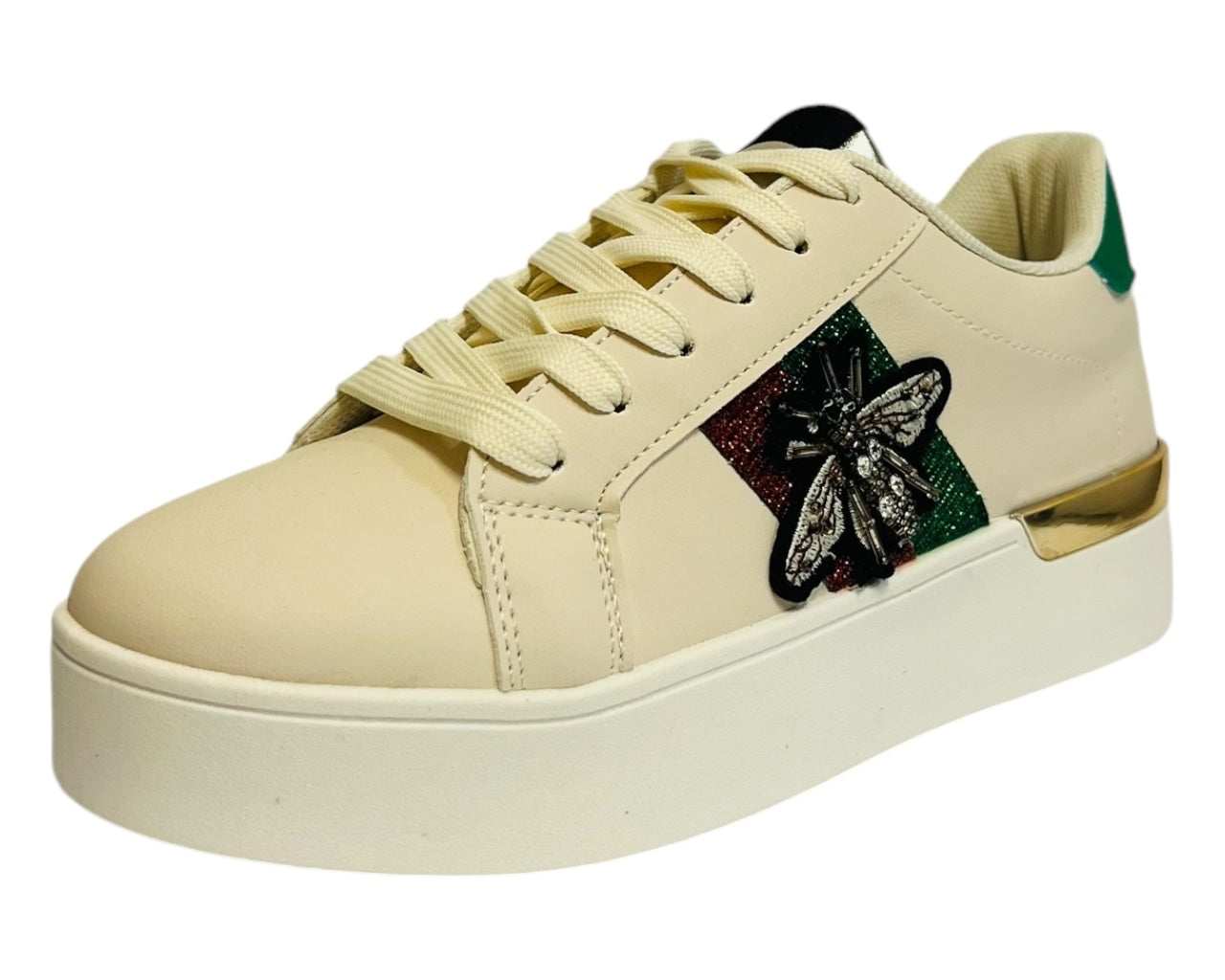 Women's Casual Lace Up Trainers Beige Size 3-8