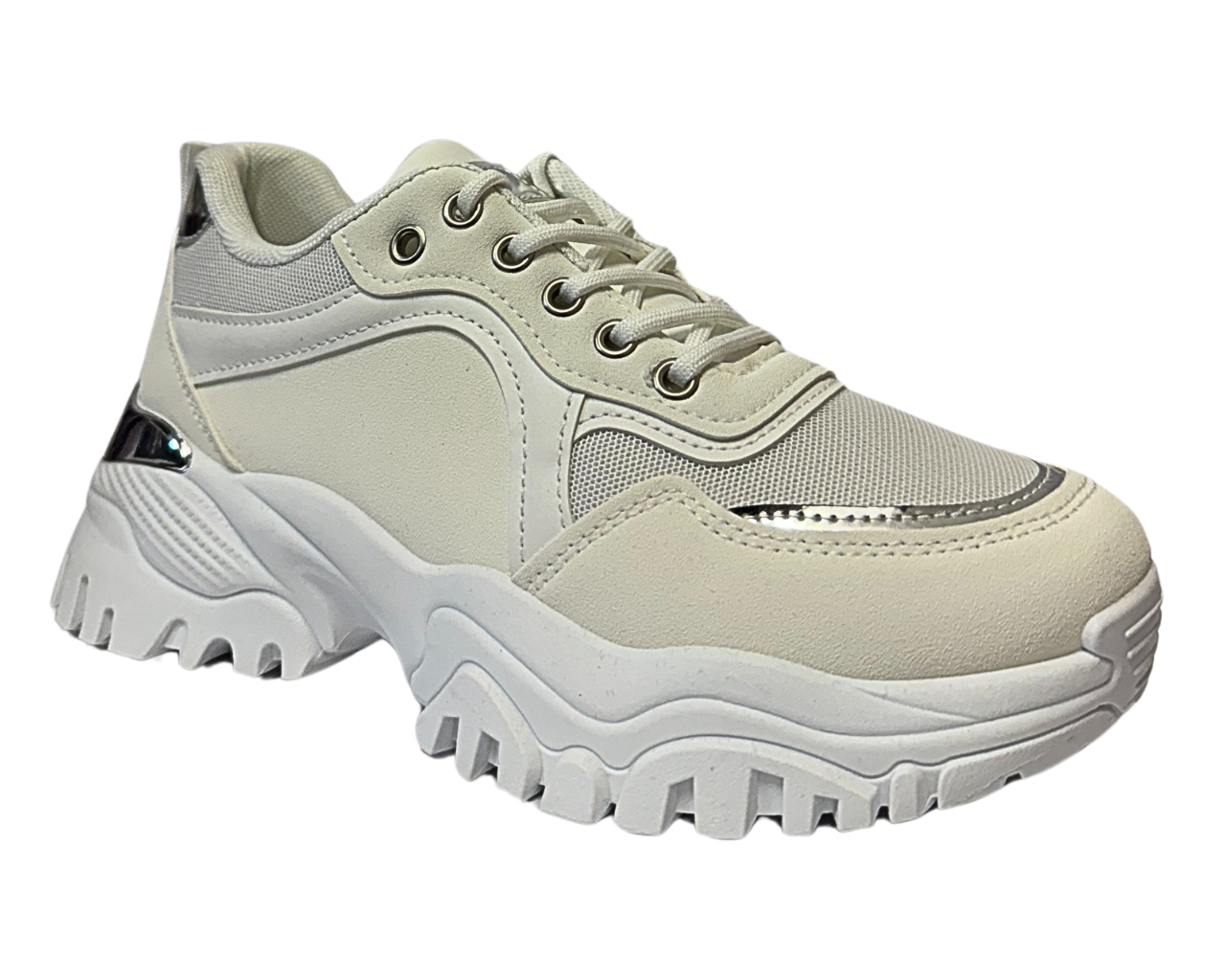 Women's Chunky Sole Diamante Lace Up Socks Trainers