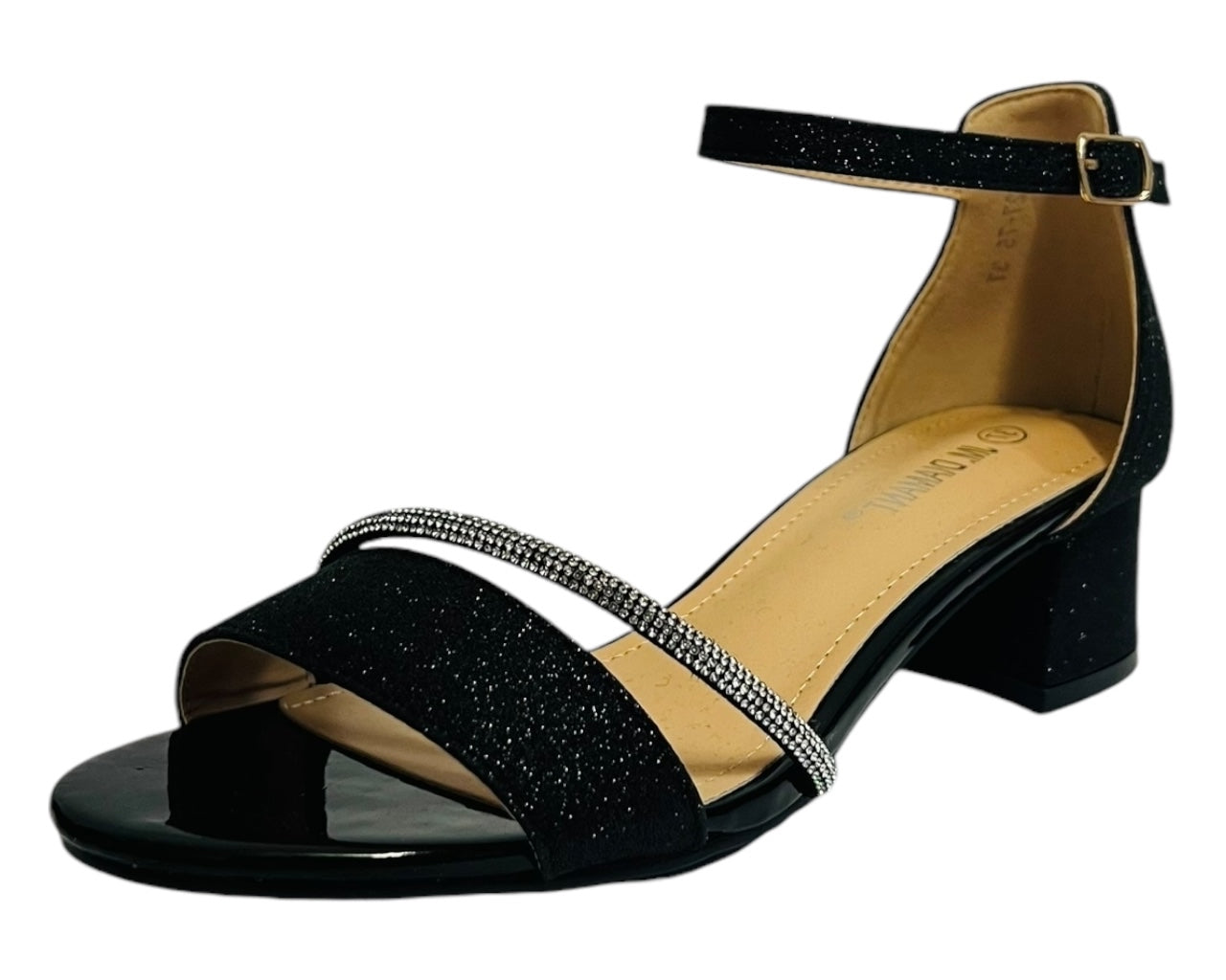 Ankle Strap Glitter Block 4.5CM Heel Shoes