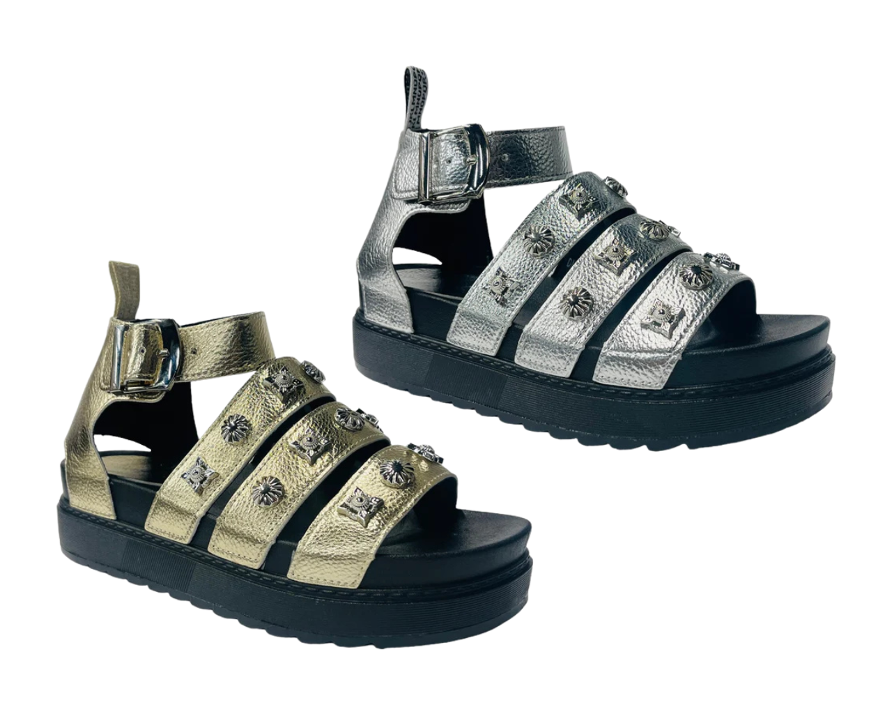 Women's Faux Leather Chunky Sole Gladiator Sandals