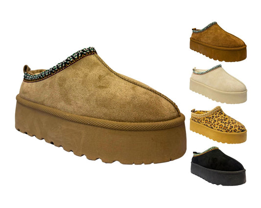 Faux Fur Lined Aztec Platform Shoes
