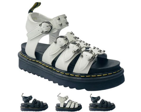 Women's Ankle Strap Hardware Pierced Sandals