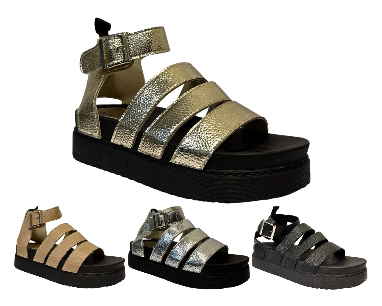 Women's Faux Leather Chunky Sole Gladiator Sandals