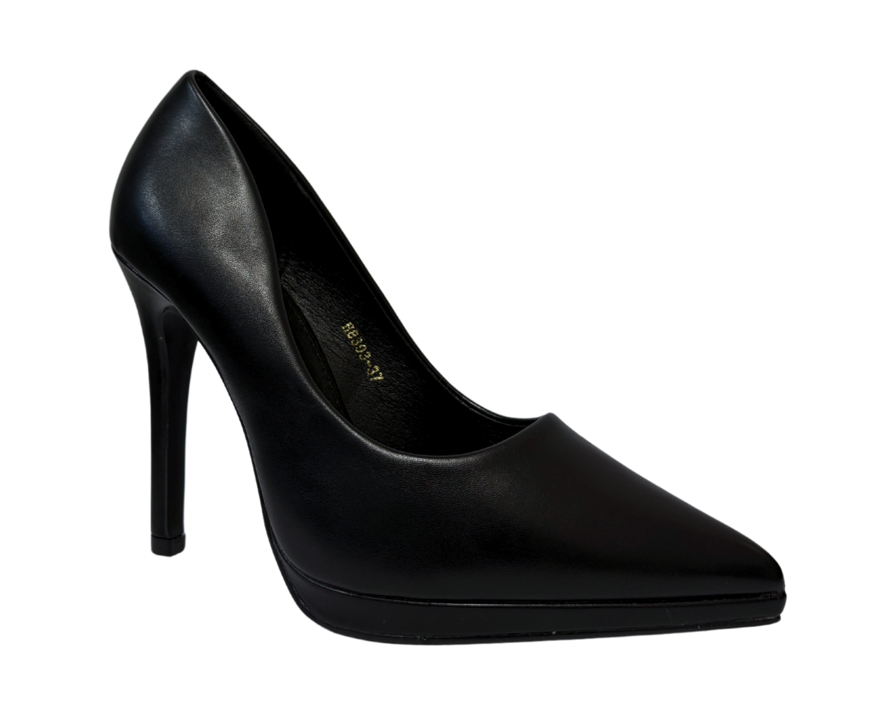 Women's Faux Leather Stiletto Heel Black Court Shoes