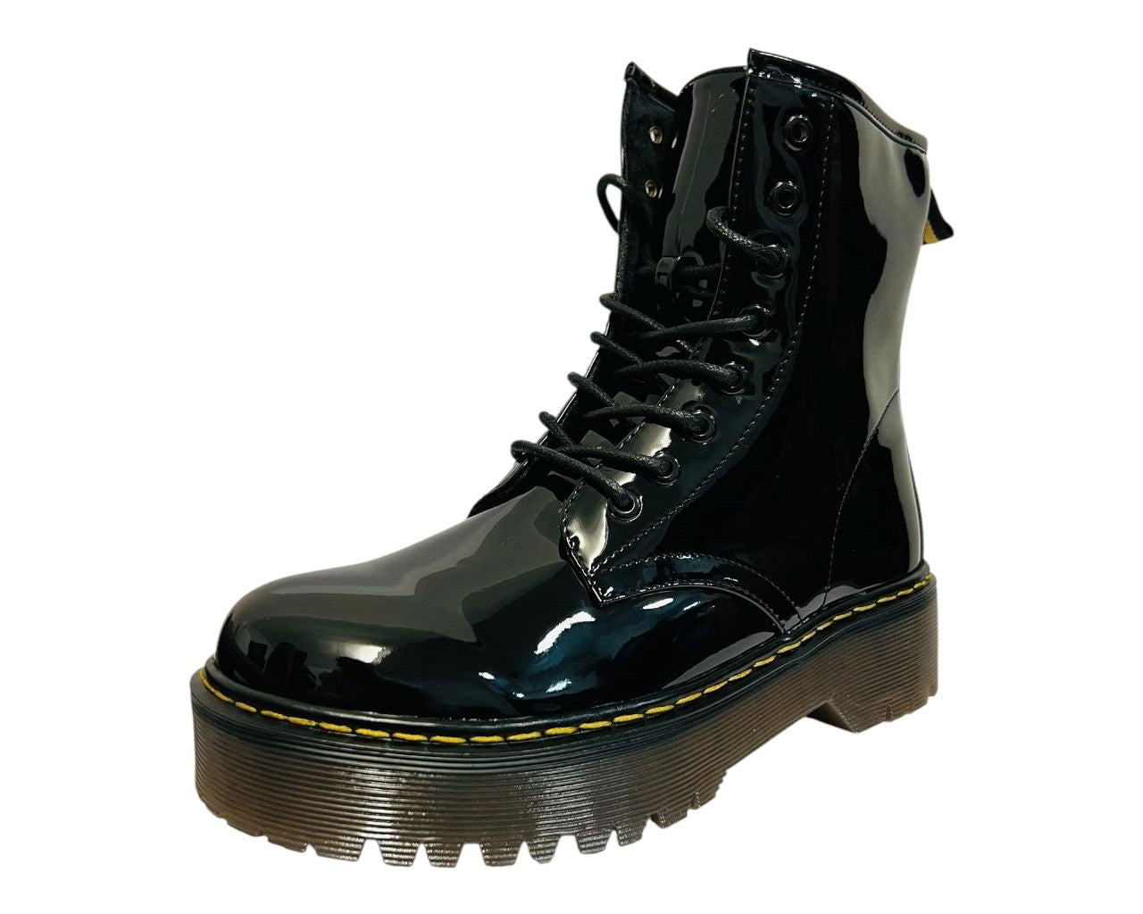 Women's Platform Faux Leather Ankle Boots with Zip and Laces