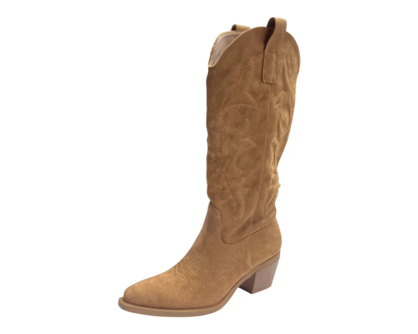 Western Embroidered Cowboy Mid Calf Boots