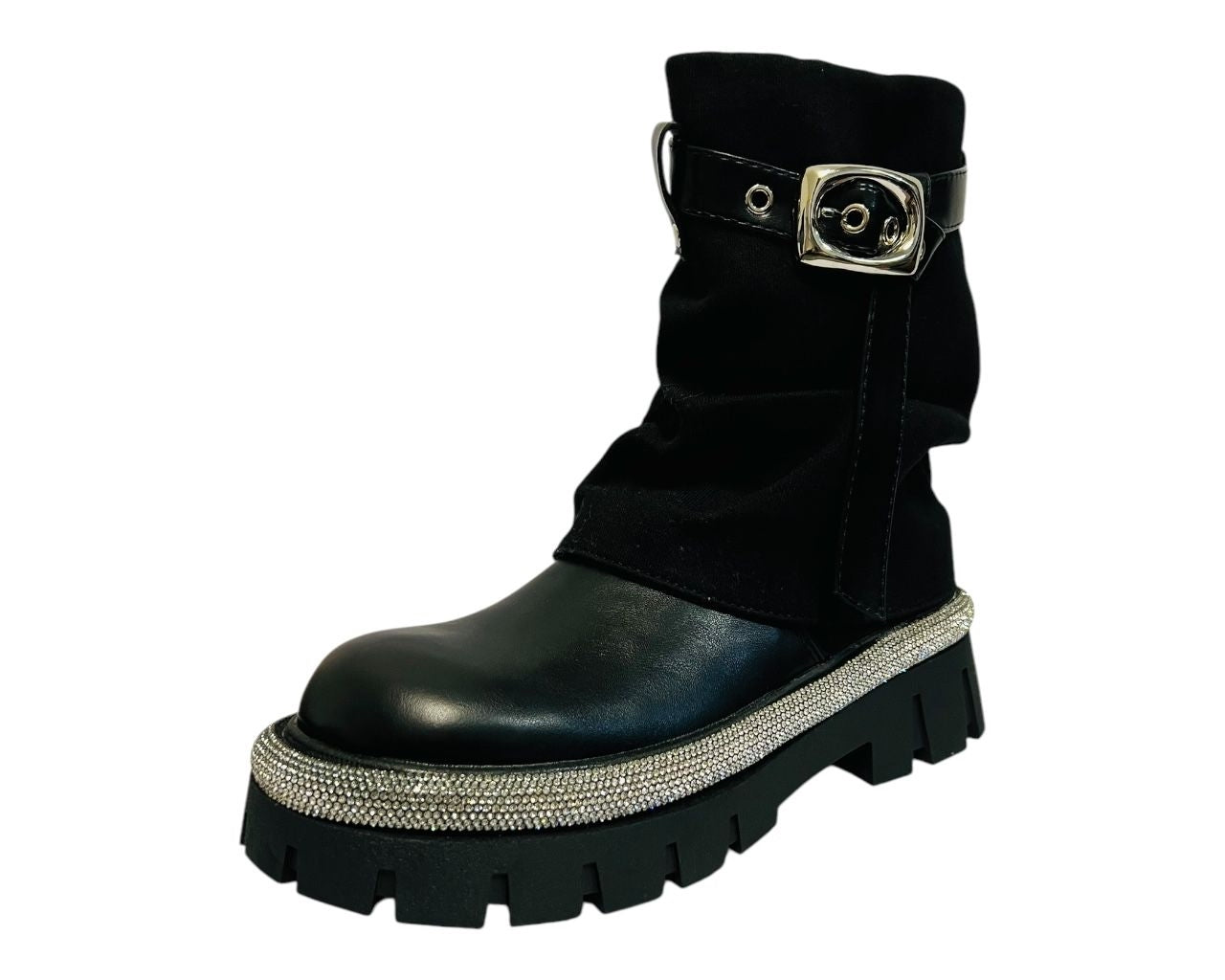 Women's Fold Over Rhinestone Ankle Boots