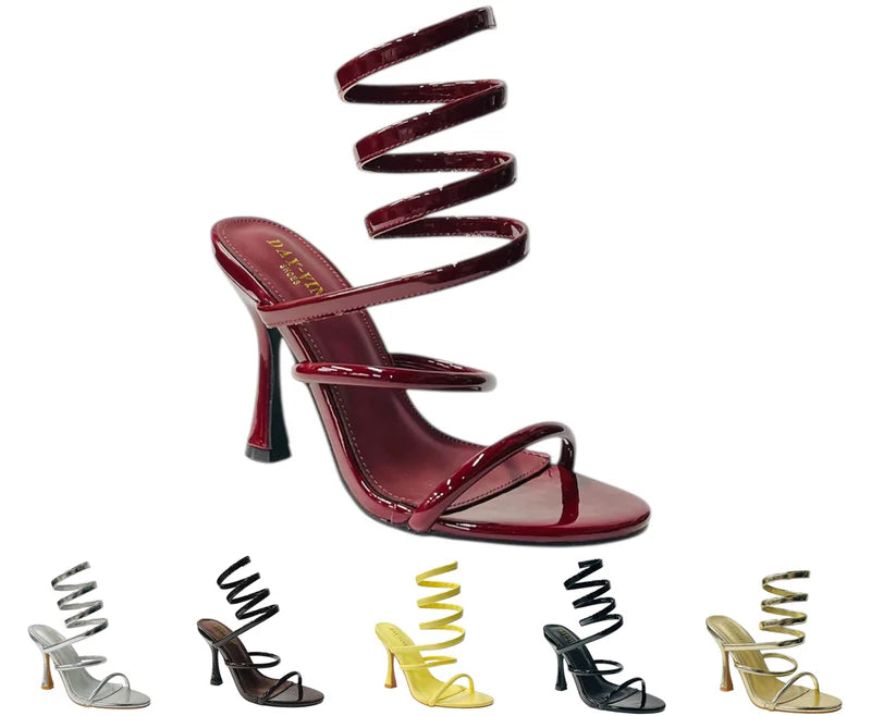 Women's Snake Anklet Round Toe High Heel Sandals