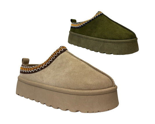 Women's Faux Fur Lined Aztec Platform Shoes