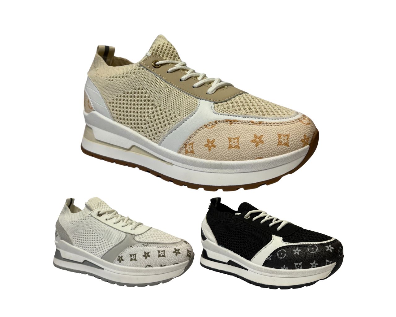 Women's Platform Casual Faux Leather Lace Up Trainers