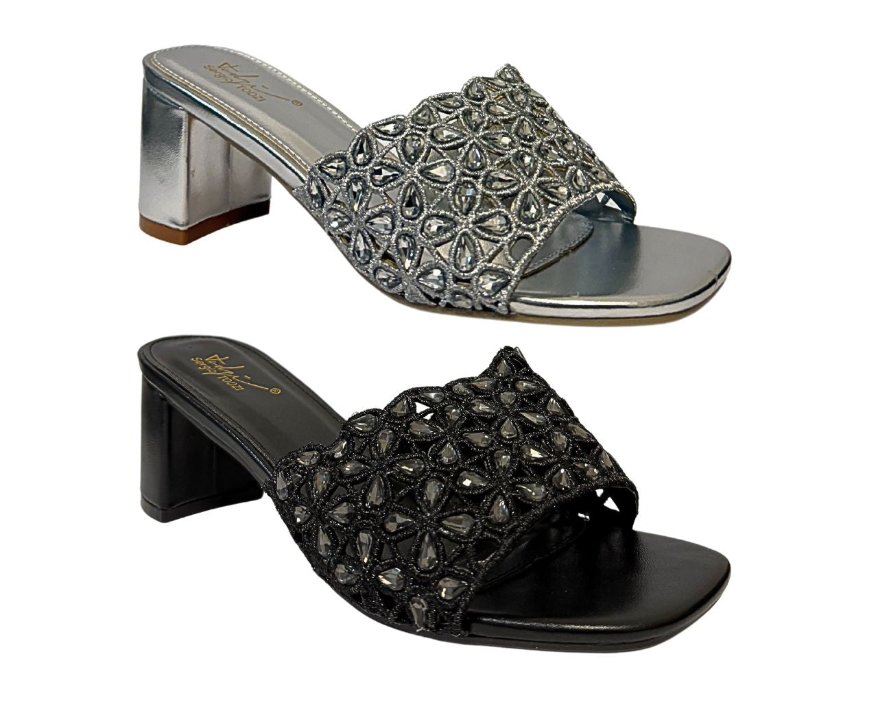 Women's ST017 Block Heel Heel Rhinestone Shoes