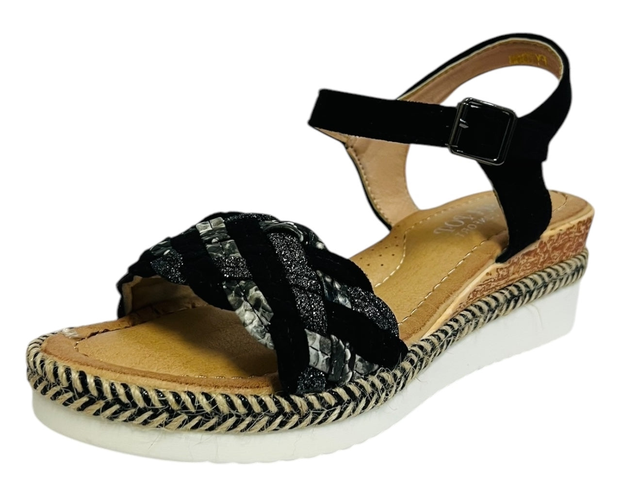 Women's Faux Leather Padded Ankle Strap Wedge Sandals