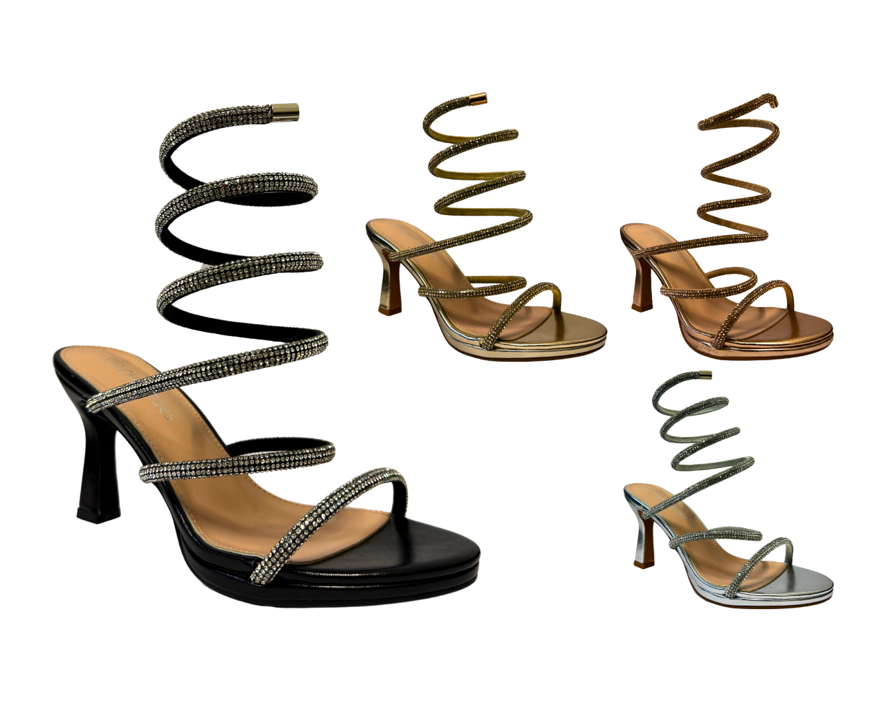 Women's Diamante Snake Anklet High Heel Shoes