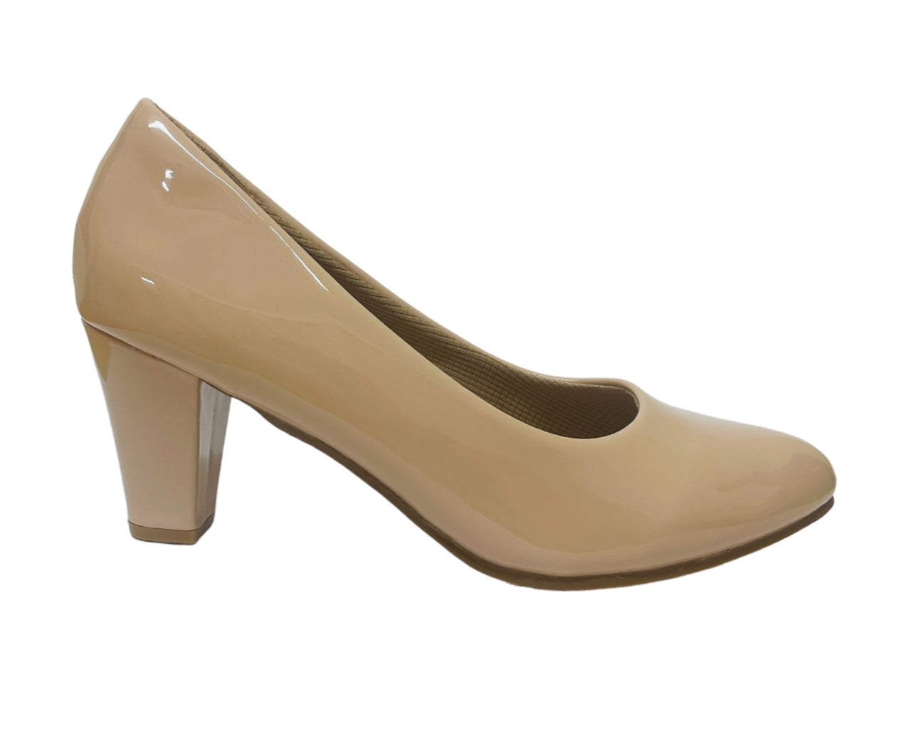 Women's Block Heel Faux Patent Court Shoes - Standard Width - Walking Shoes, Stylish
