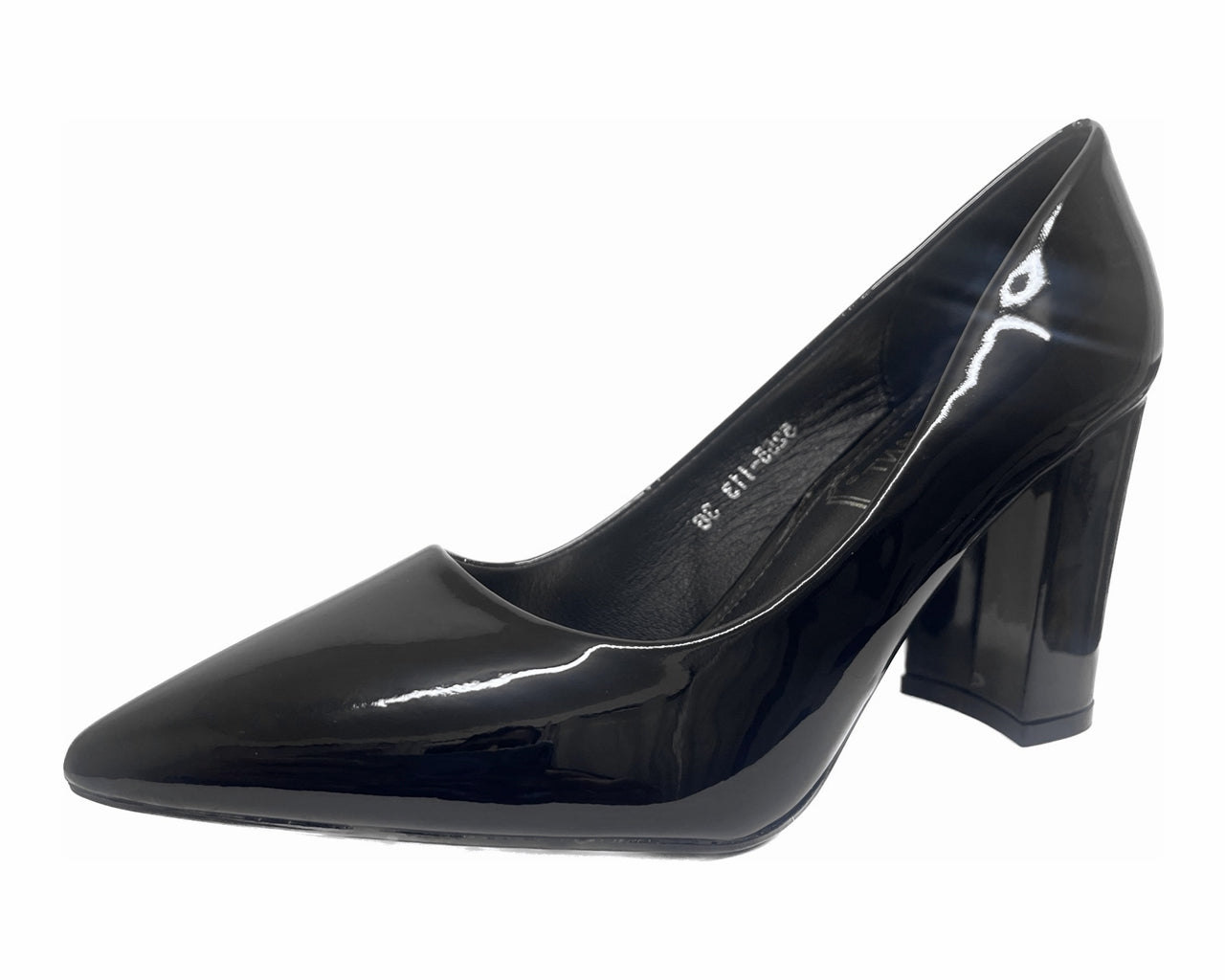 Stylish Block Heel Faux Patent Court Shoes for Women - Classy