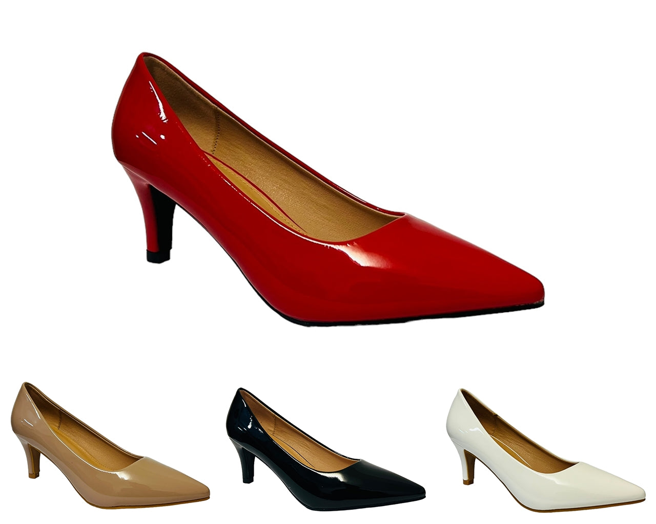 Women's Elegant Faux Patent Court Shoes Heel  for Women - Classy Comfort Footwear
