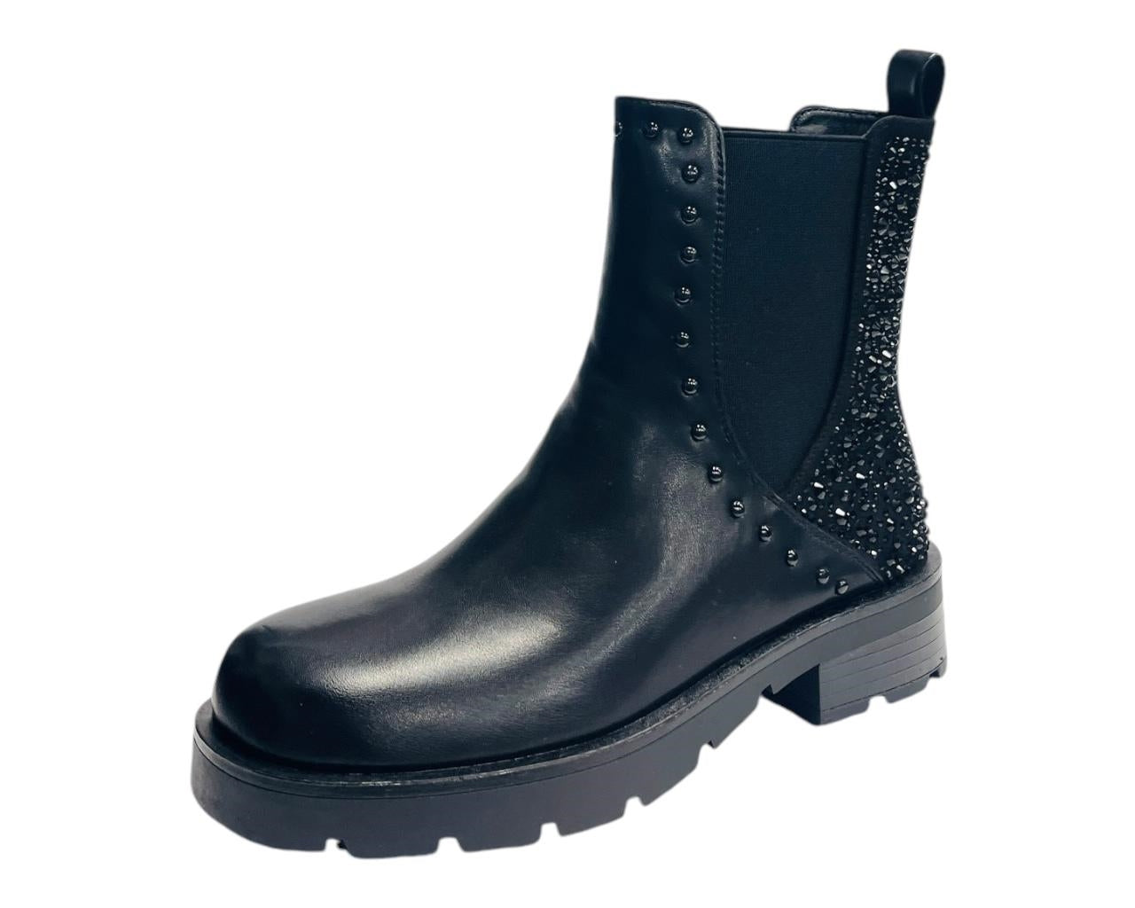 Women's Rhinestone Faux Leather Ankle Boots