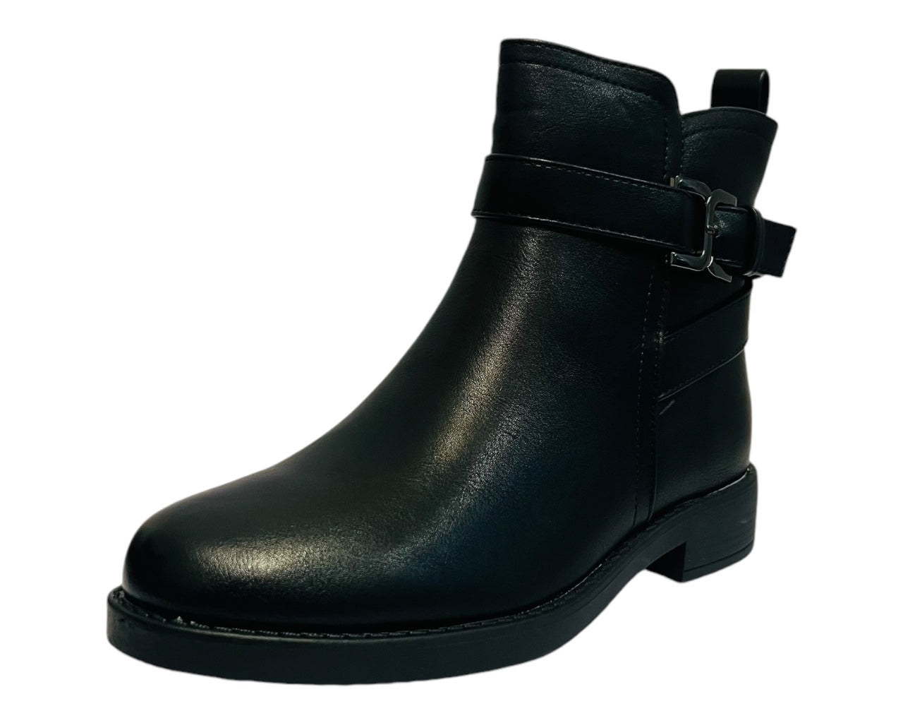 Women's Flat Sole Faux Leather Zip Ankle Boots