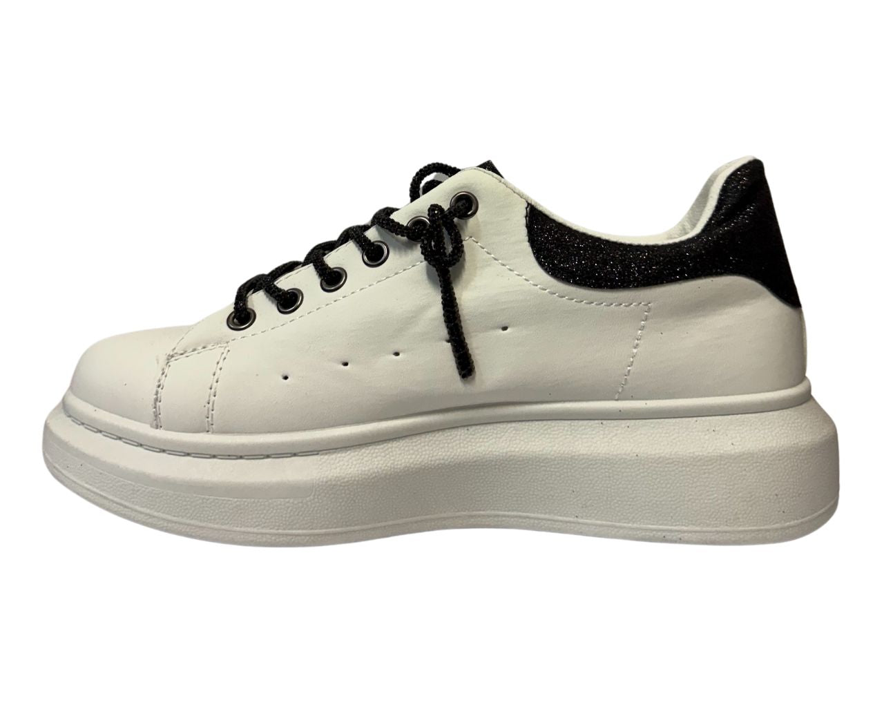 Women's Faux Leather Rhinestone Lace Up Trainers