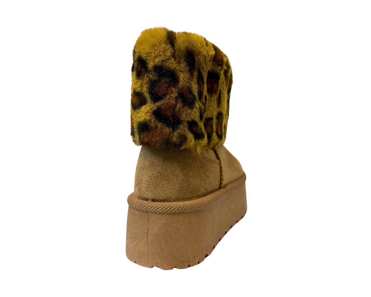 Women's Fold Over Faux Fur Lining Platform Ankle Boots